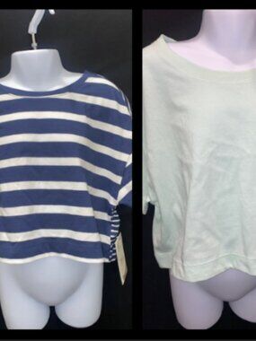 "FREE ASSEMBLY" Girls 2ct Copped Tee Shirt Bundle Set Size:  Small